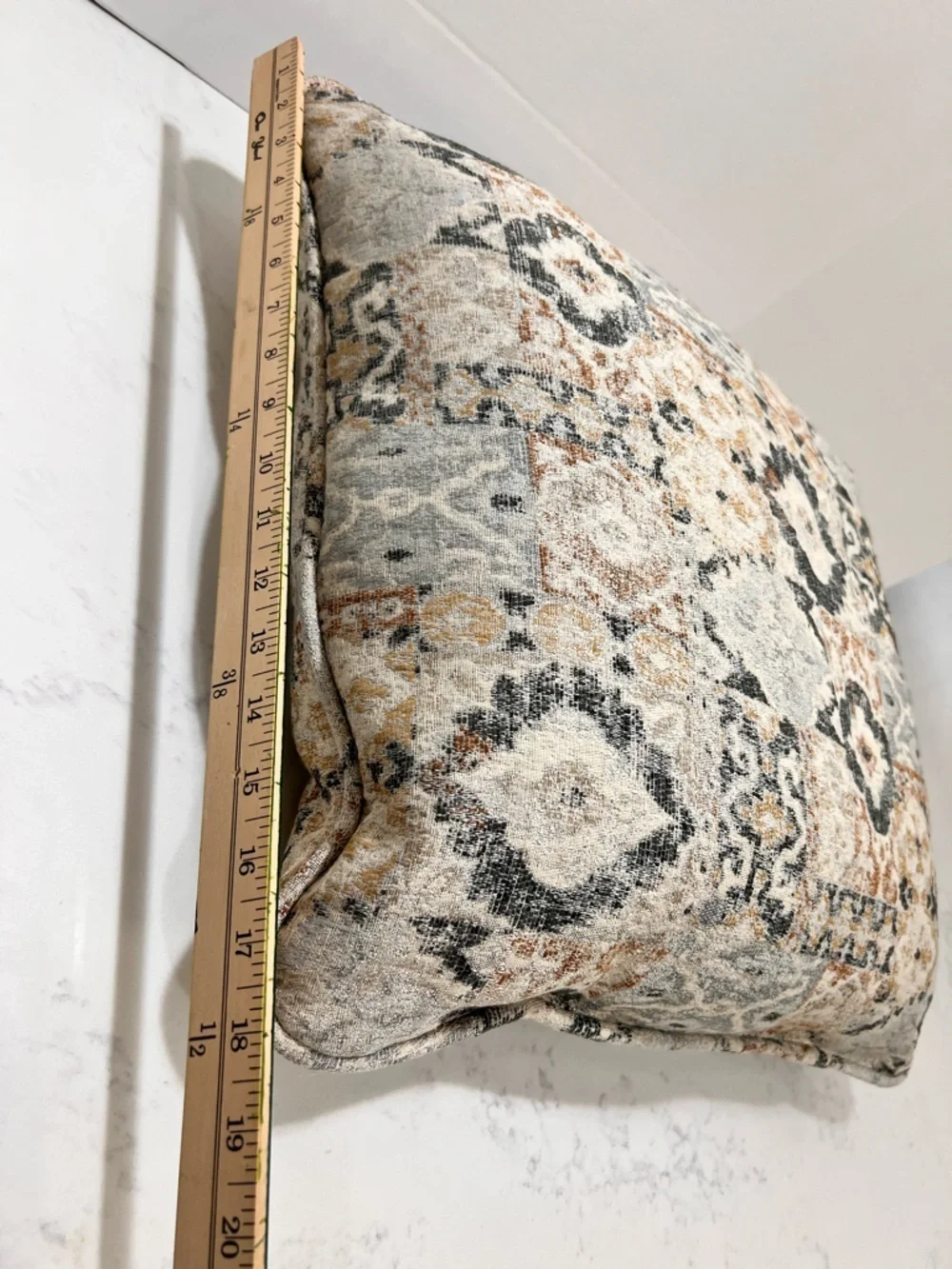 Decorative Patchwork Throw Pillow in Cream, Gray & Tan - Unbranded. Brand new